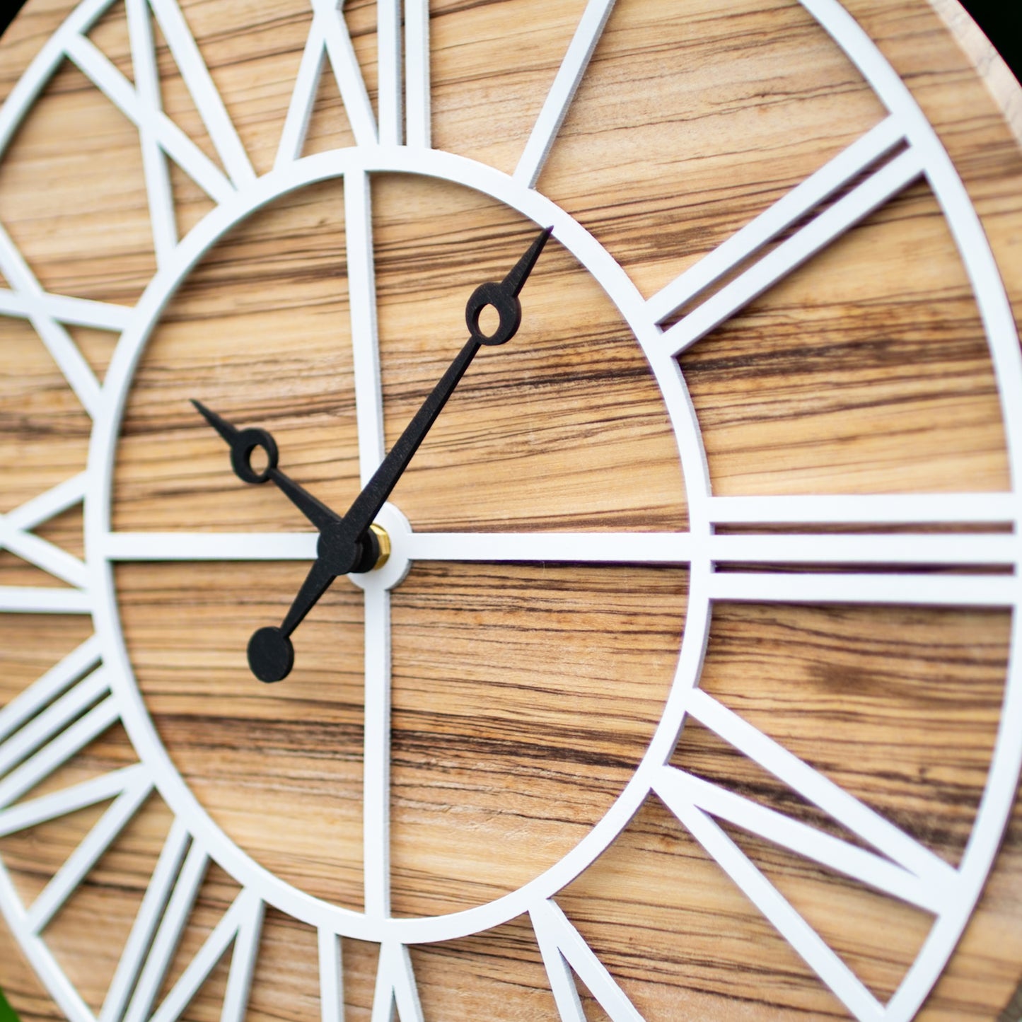 African Zebrano Wood Wall Clock | Round white Skeleton Clock | Kitchen clock