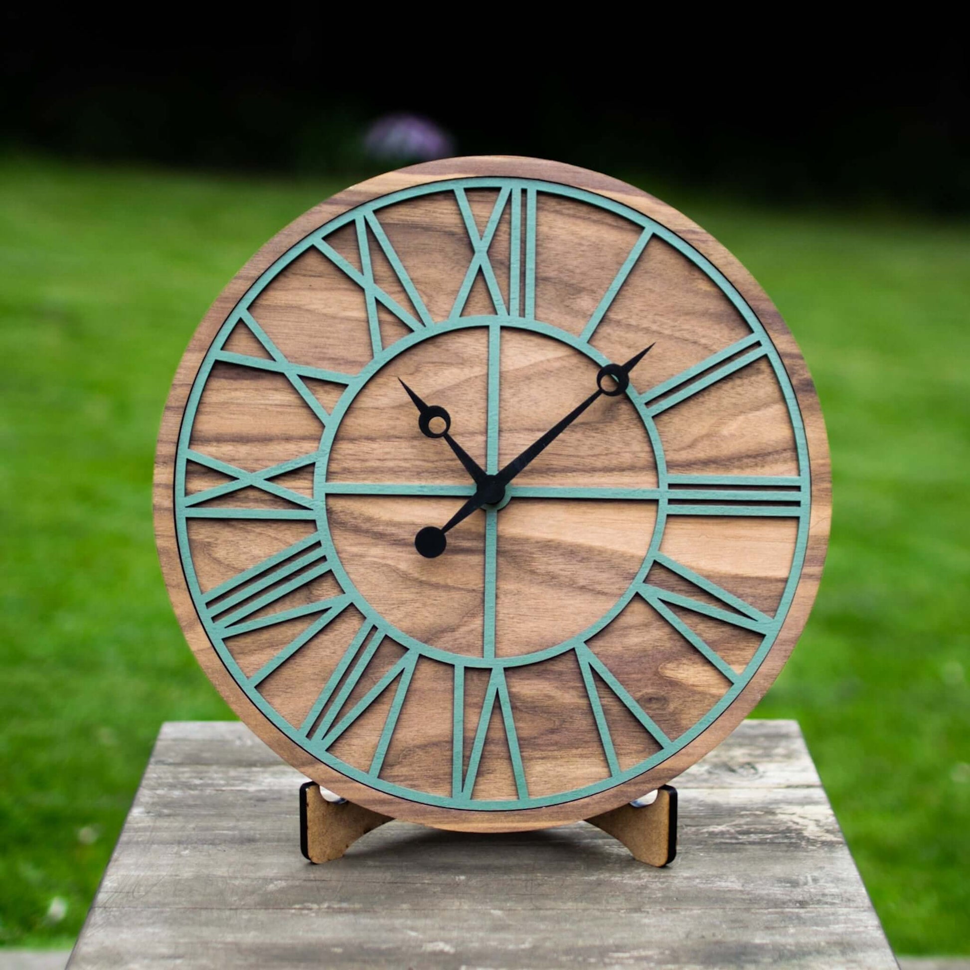 100% Solid American Walnut Wall Clock | Skeleton Wall Clock | Large Round Clock | Kitchen Clock - Clock Design Co™
