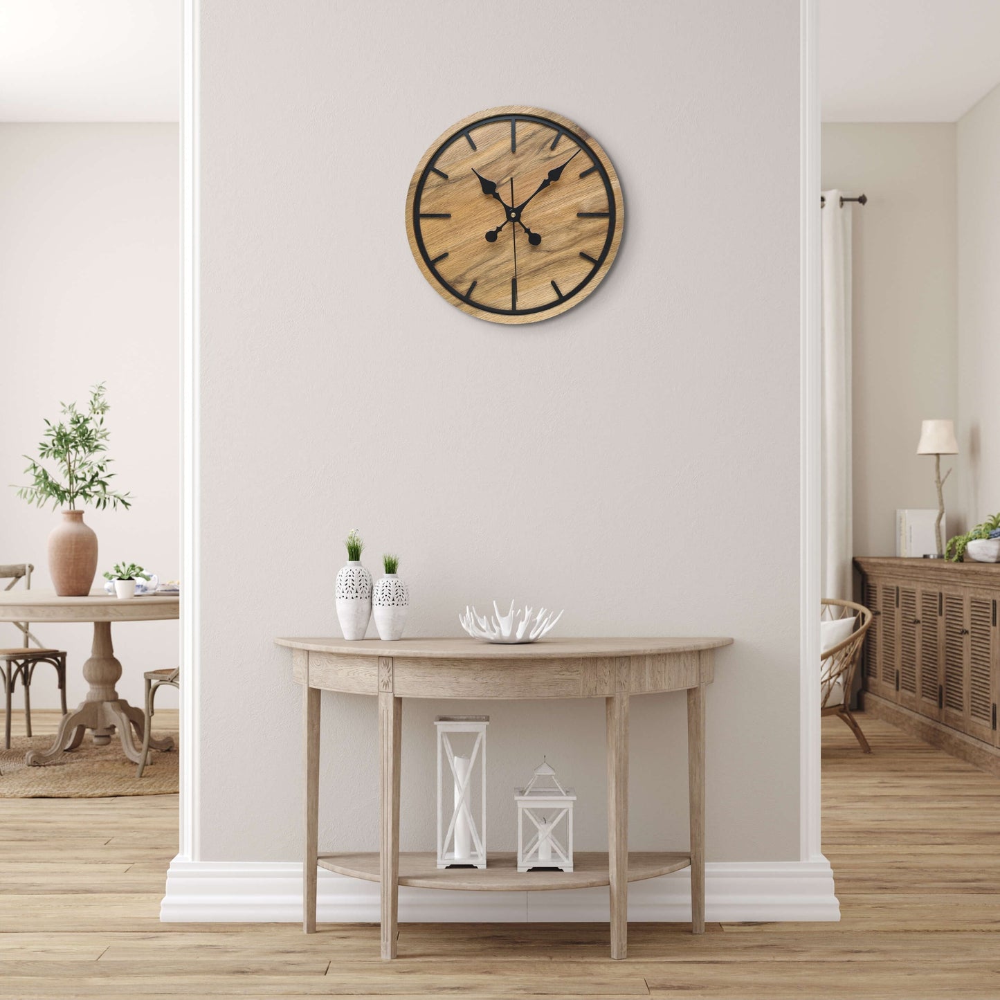 100% Solid Oak Wood Wall Clock | Round Swiss Mondaine Style | Modern kitchen clock - Clock Design Co™