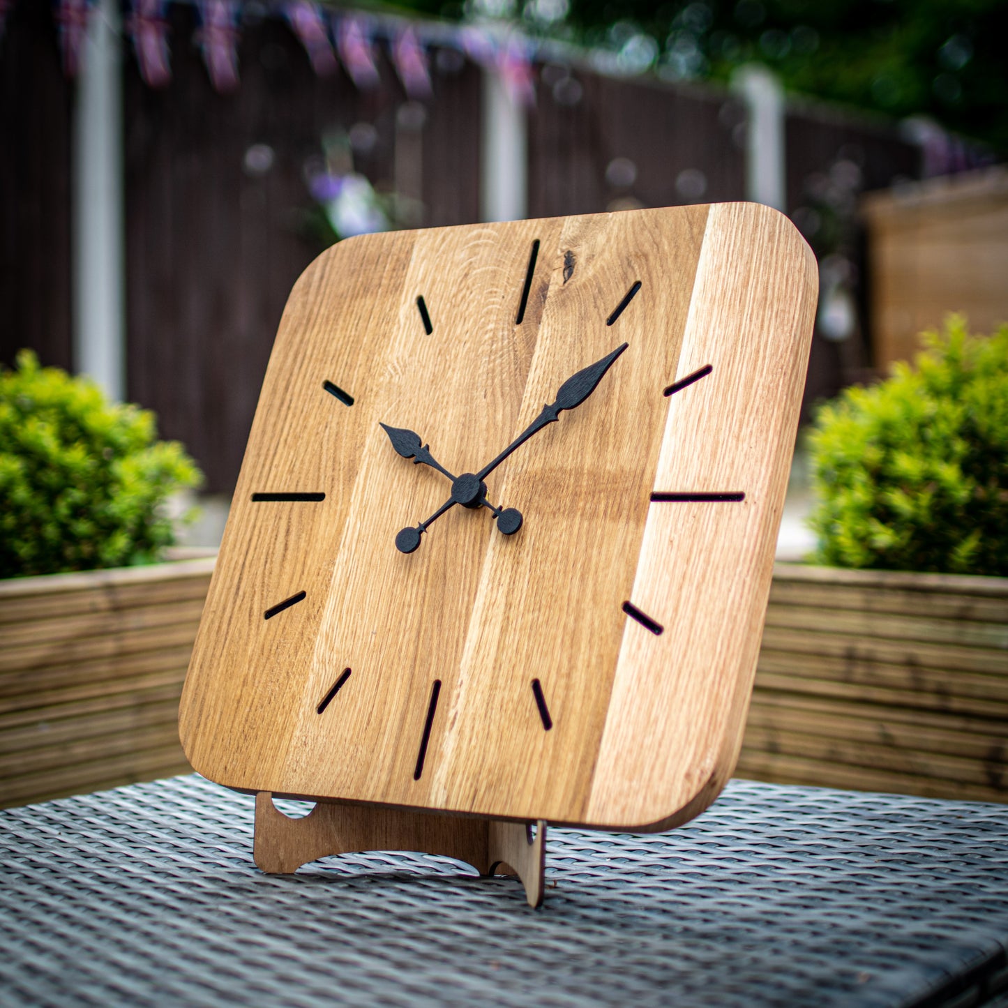 100% Solid Oak Wooden Wall Clock | Large Square Kitchen Clock | Rustic Wall Clock - Clock Design Co™