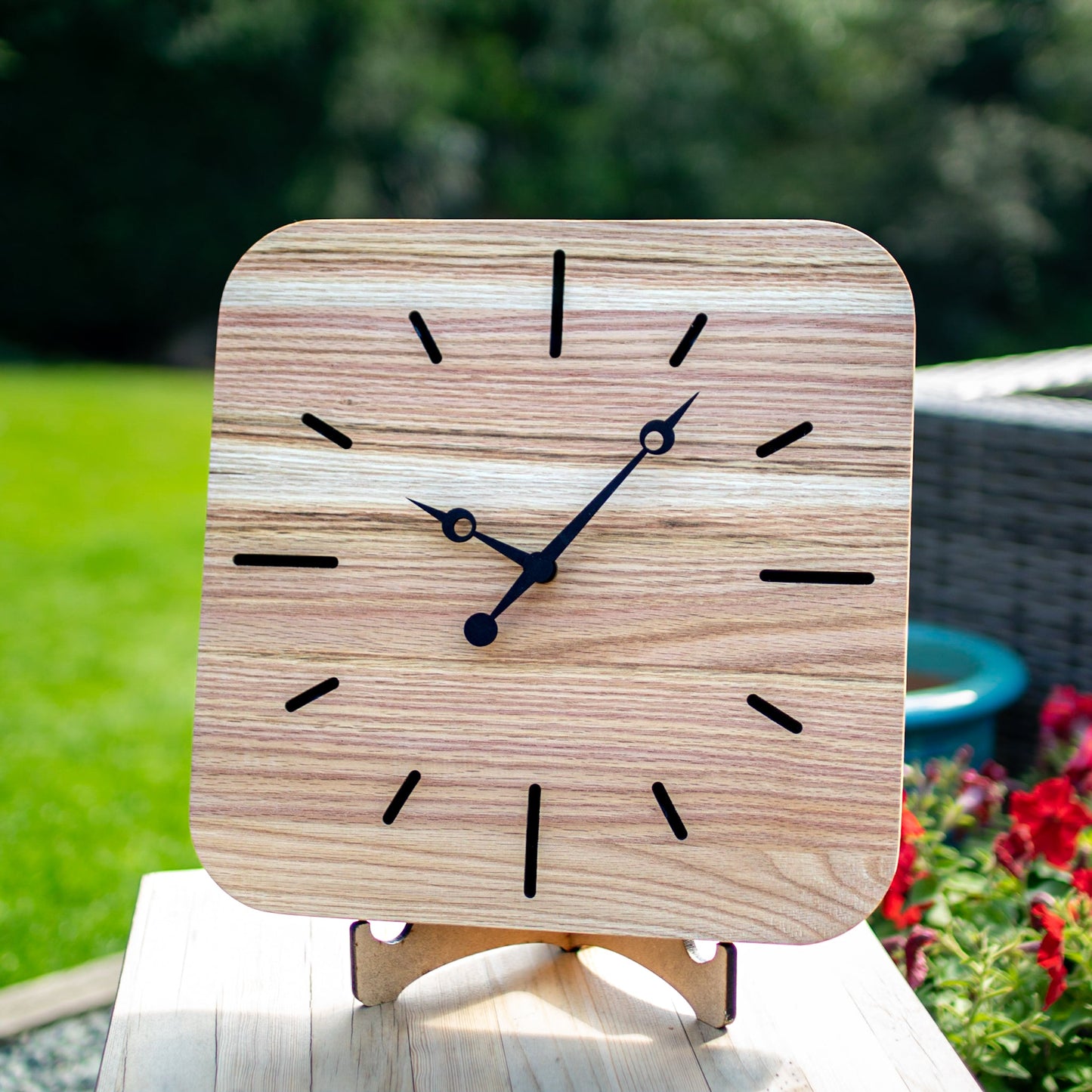 100% Solid Oak Wooden Wall Clock | Large Square Kitchen Clock | Rustic Wall Clock - Clock Design Co™