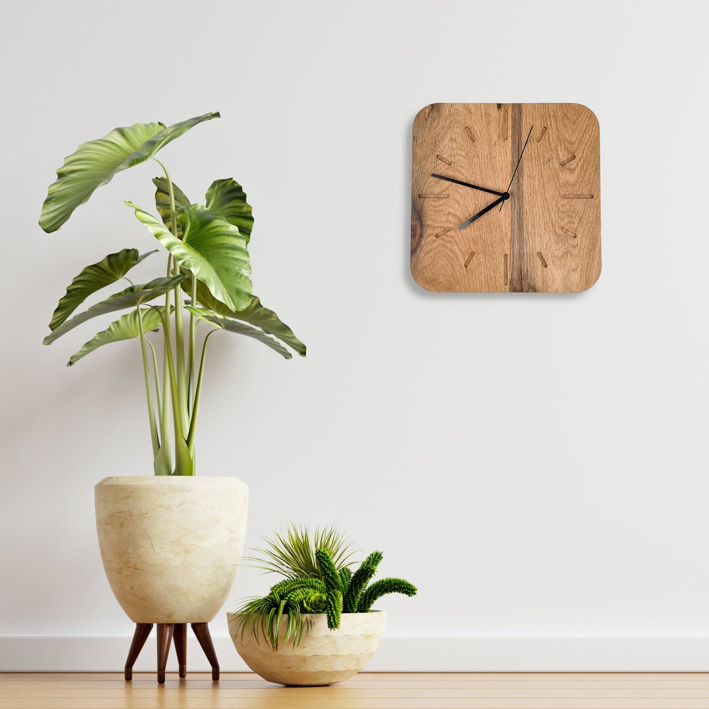 100% Solid Oak Wooden Wall Clock | Large Square Kitchen Clock | Rustic Wall Clock - Clock Design Co™