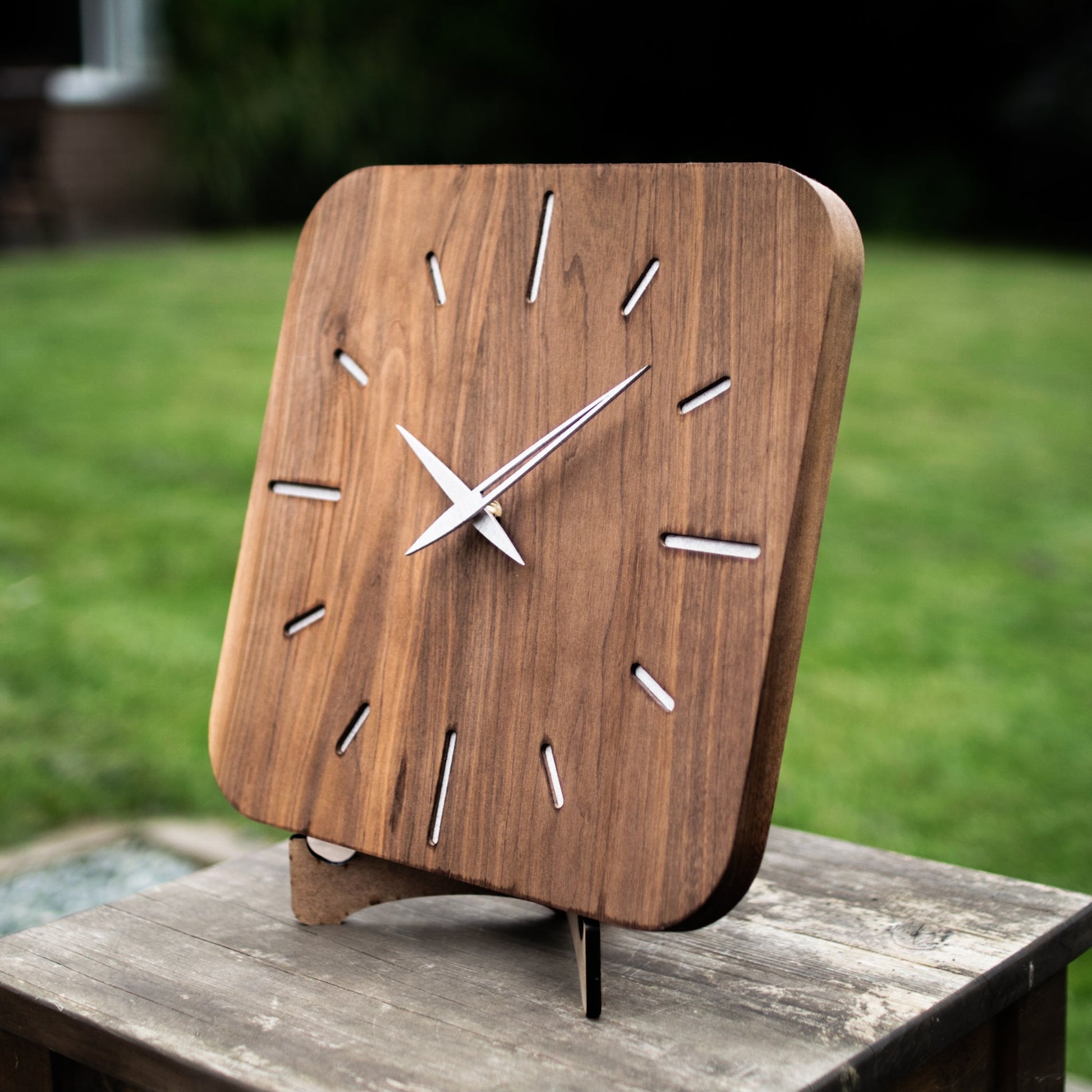 100% Walnut Black Wooden Wall Clock | Square Modern Clock | Handmade Clock - Clock Design Co™