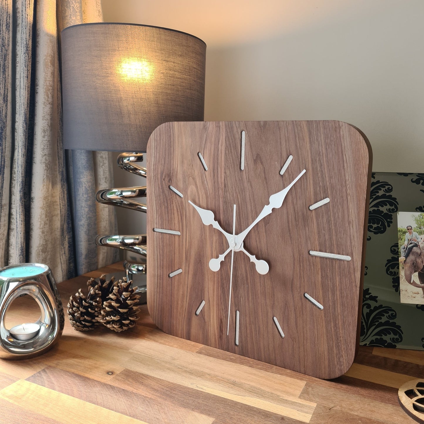 100% Walnut Black Wooden Wall Clock | Square Modern Clock | Handmade Clock - Clock Design Co™