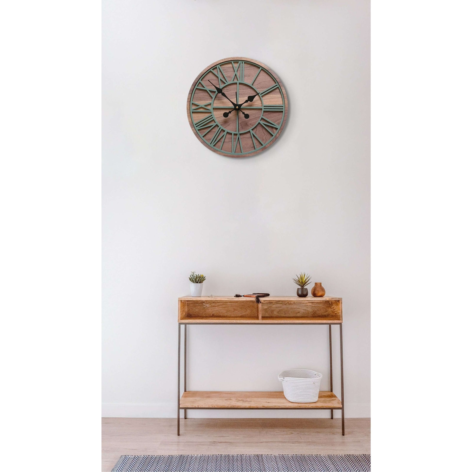ClockDesignCo 100% Solid American Walnut Wall Clock | Skeleton Wall Clock | Large Round Clock | Kitchen Clock