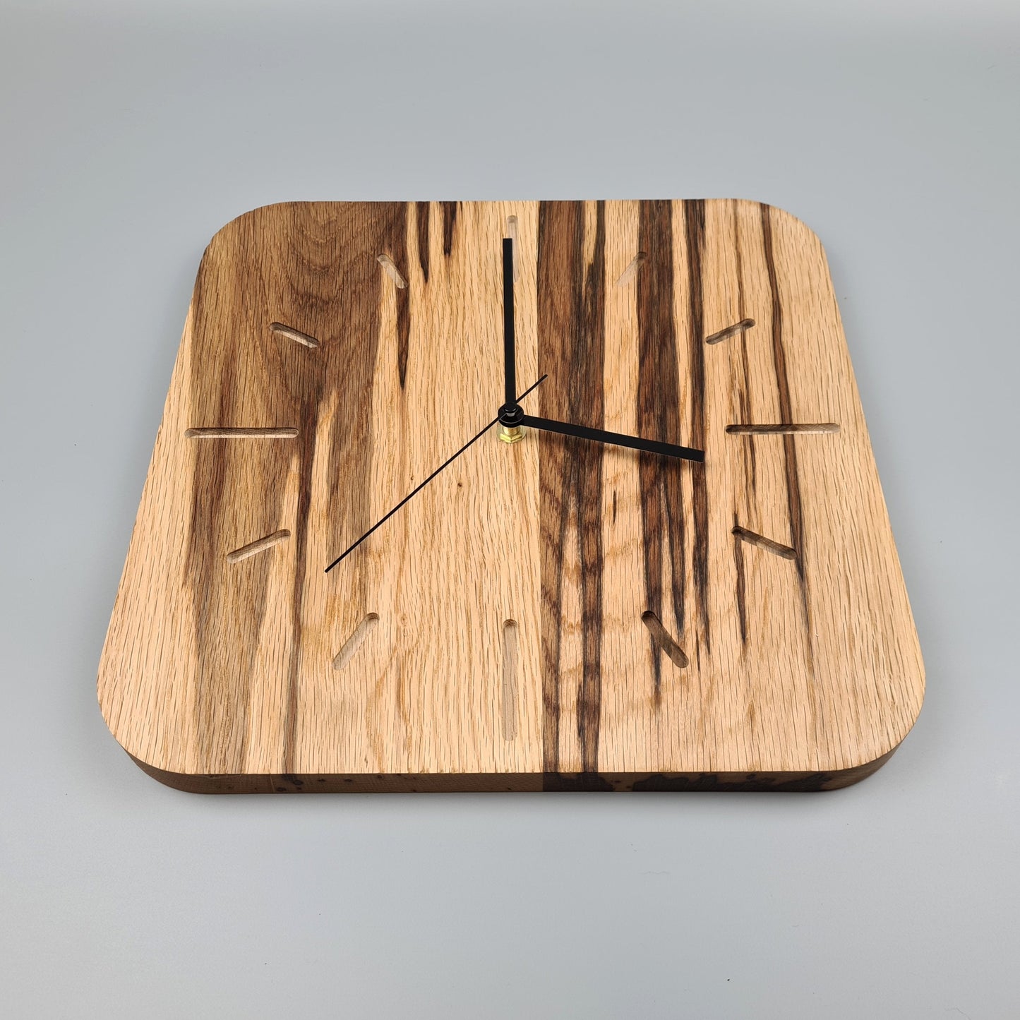 ClockDesignCo 100% Solid Oak Wooden Wall Clock | Large Square Kitchen Clock | Rustic Wall Clock