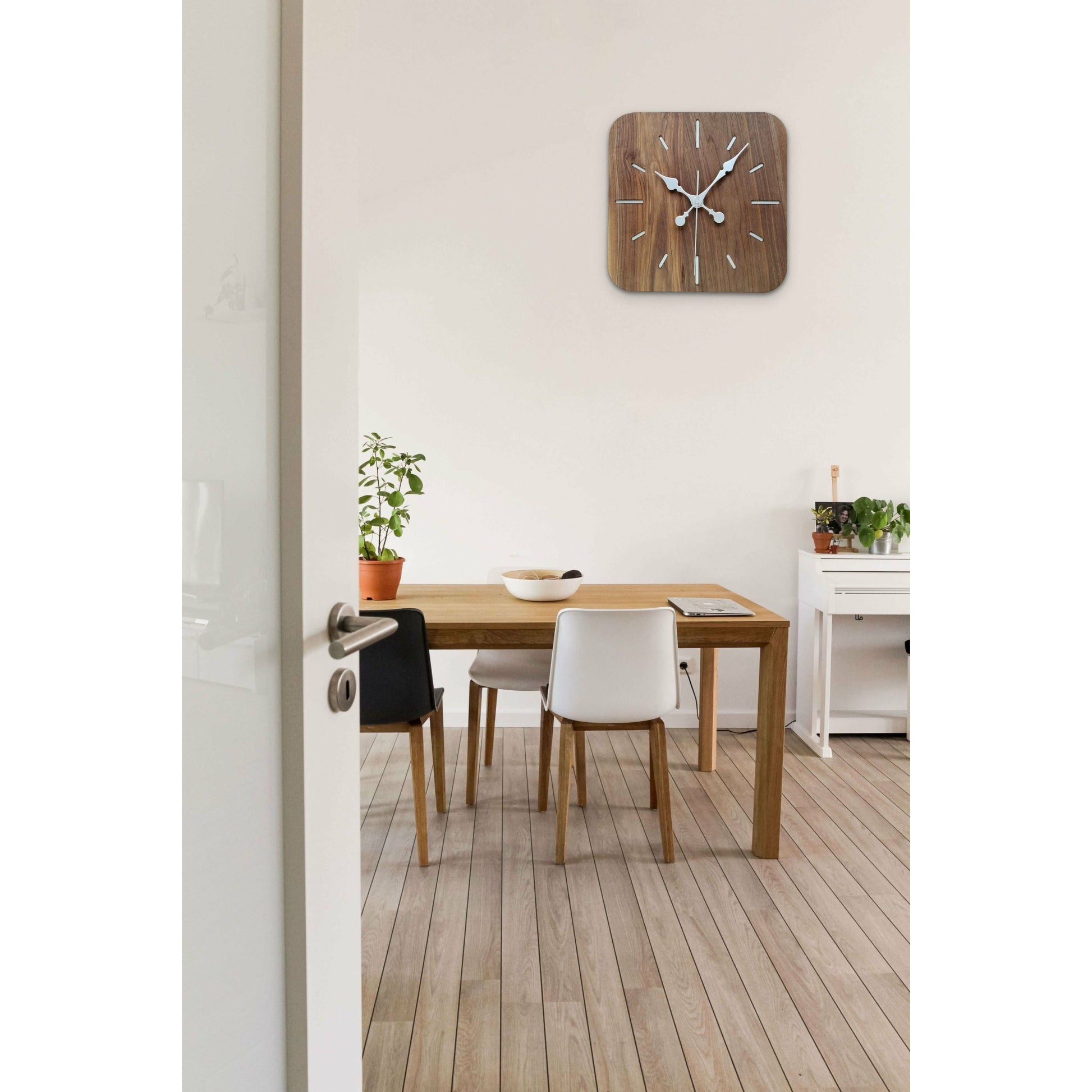 ClockDesignCo 100% Walnut Black Wooden Wall Clock | Square Modern Clock | Handmade Clock