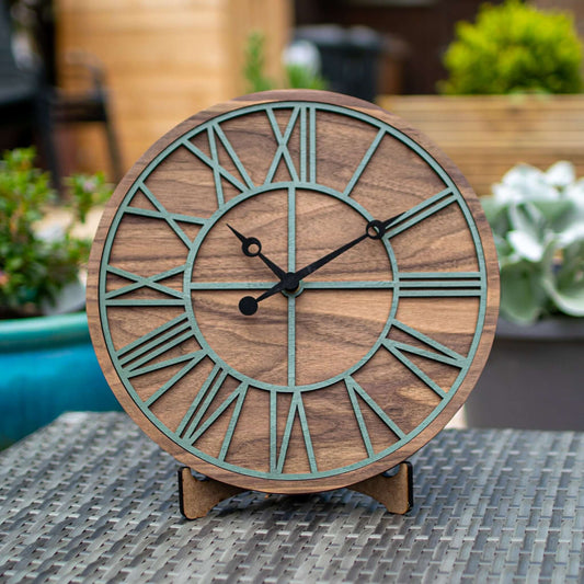 100% Solid American Walnut Wall Clock | Skeleton Wall Clock | Large Round Clock | Kitchen Clock - Clock Design Co™