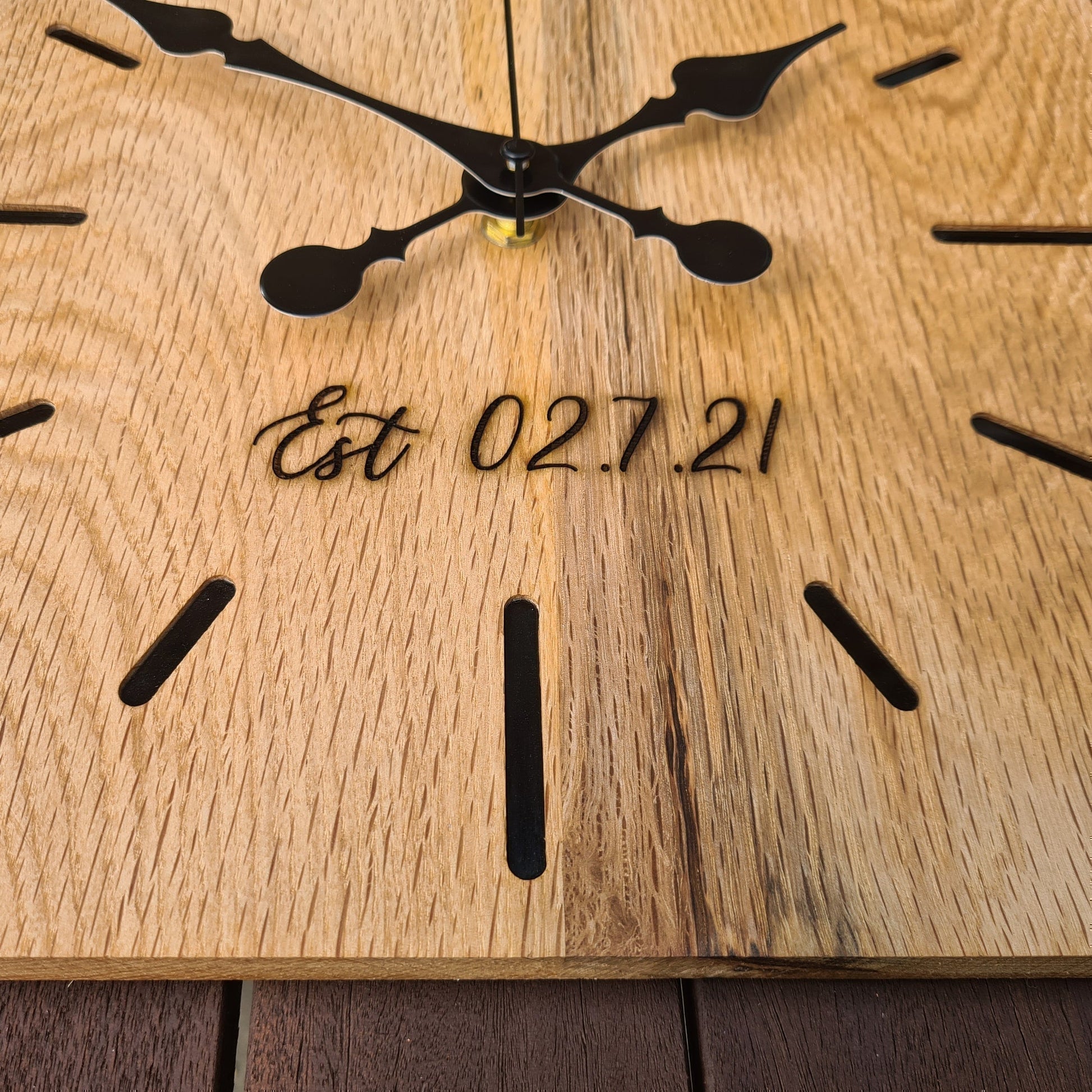 100% Solid Oak Wooden Wall Clock | Large Square Kitchen Clock | Rustic Wall Clock - Clock Design Co™