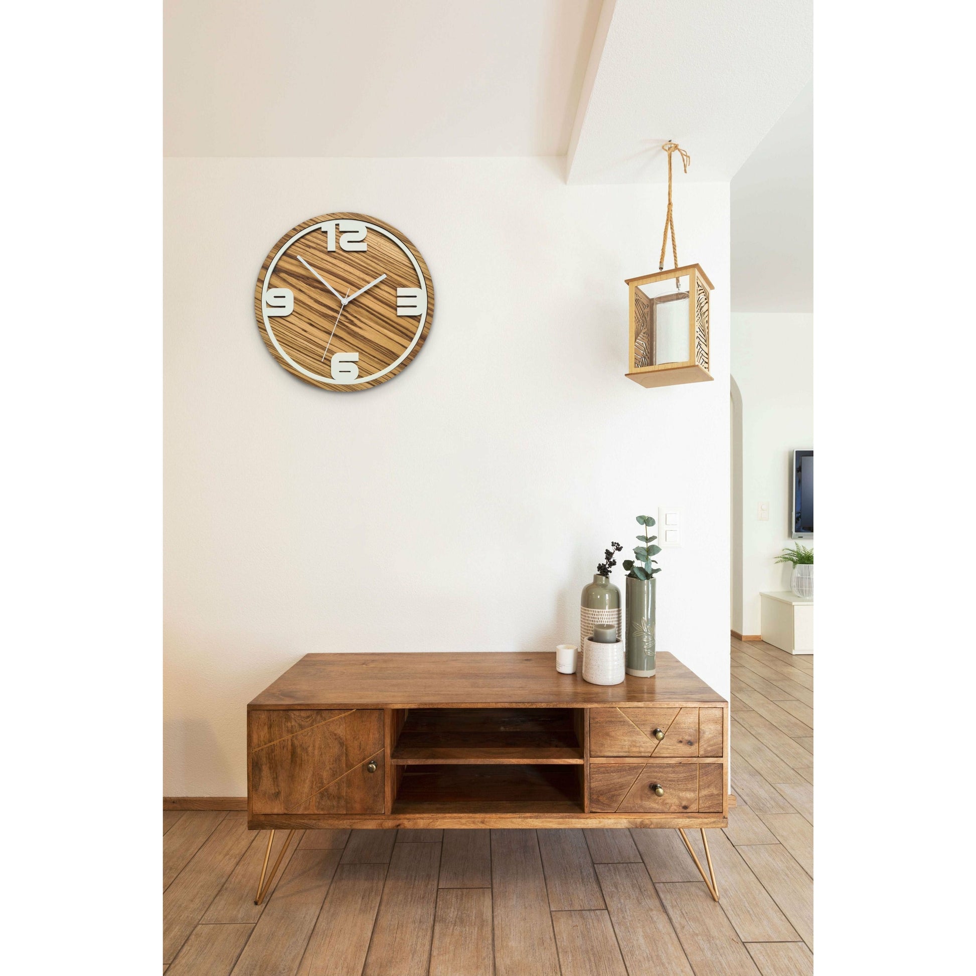 ClockDesignCo Boutique Wooden Wall Clock | Zebrano Wood Wall Clock | Modern number Wall Clock | Designer Clock