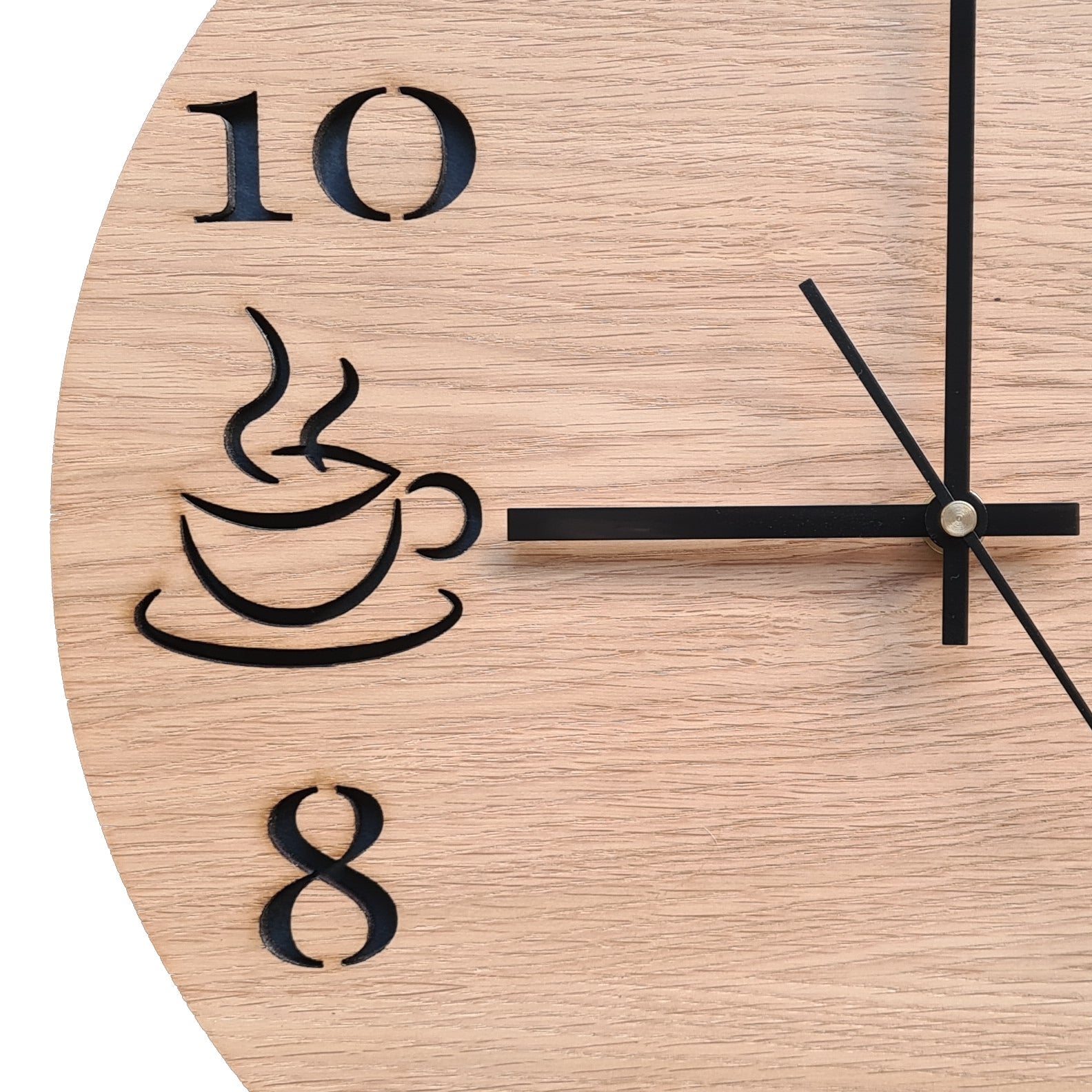 ClockDesignCo Coffee Lover Wood Wall clock | Coffee Time Cafe coffee bar clock | Wooden Oak Gift | Rustic Coffee Housewarming Gift | Time for coffee