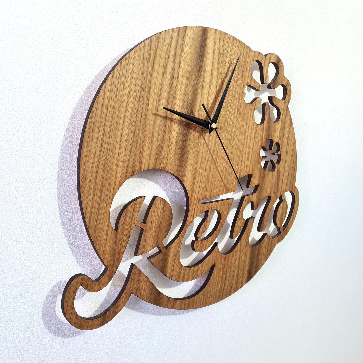 ClockDesignCo Retro Wooden Wall Clock | Oak clock face | Home Wall Clock