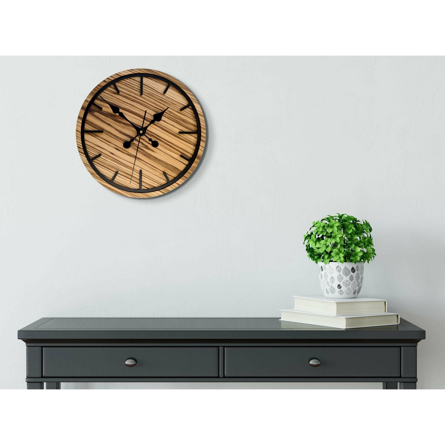 ClockDesignCo Unusual Wooden Wall Clock | Zebrano Wood | Rustic Wall Clock | Square Clock Design