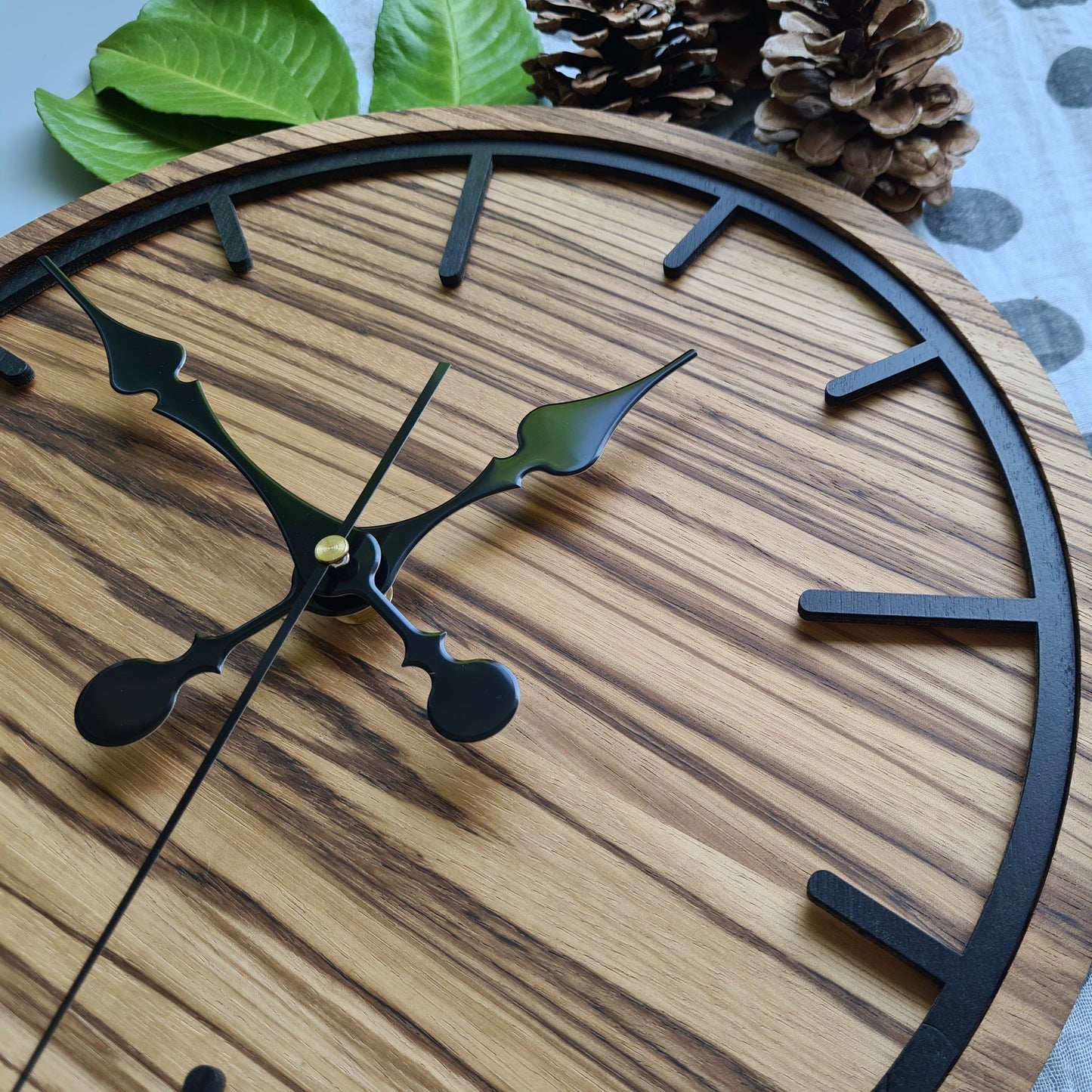 ClockDesignCo Unusual Wooden Wall Clock | Zebrano Wood | Rustic Wall Clock | Square Clock Design