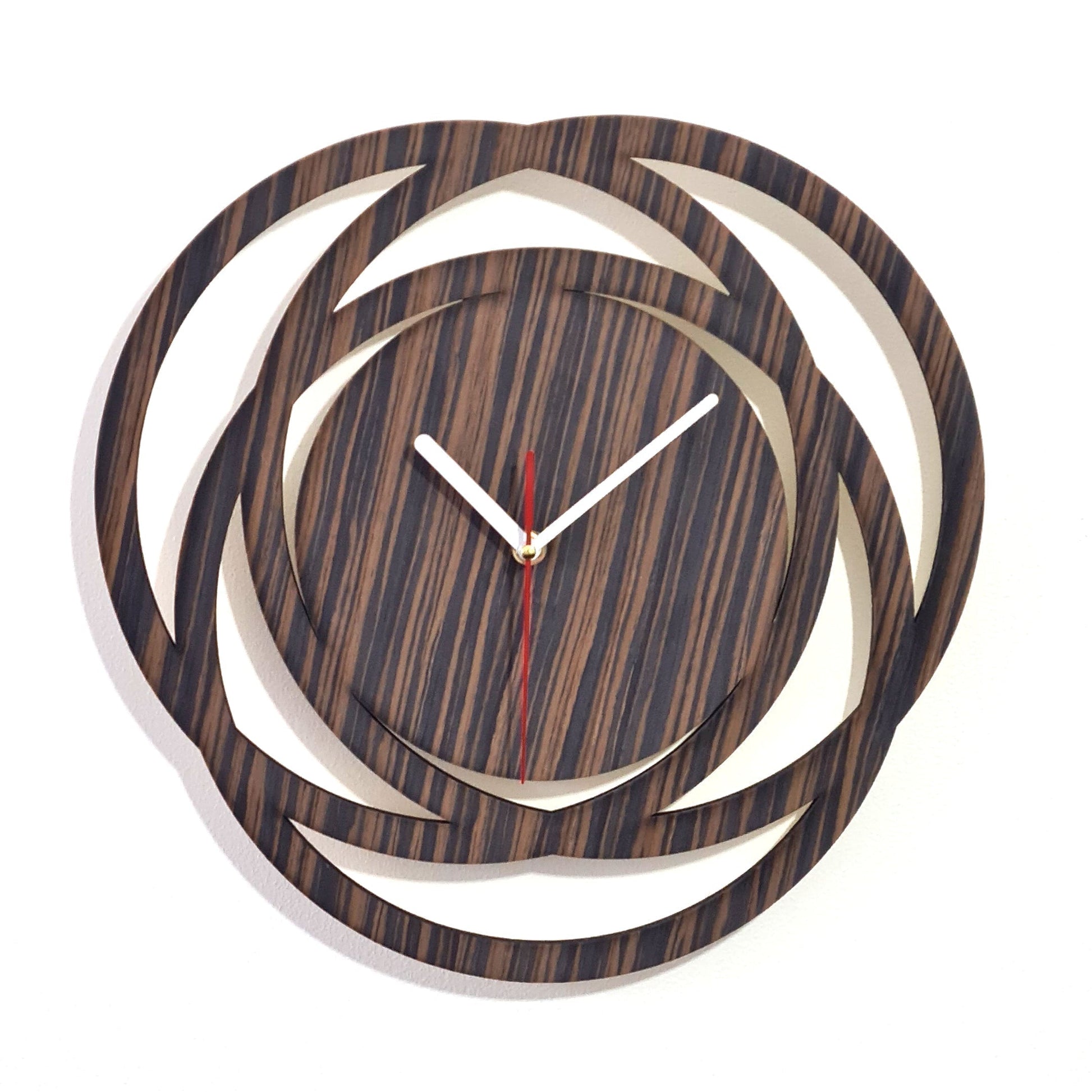 ClockDesignCo Zebrano Wood Designer Wooden Wall Clock | Modern Decorative Clock | Kitchen and hall