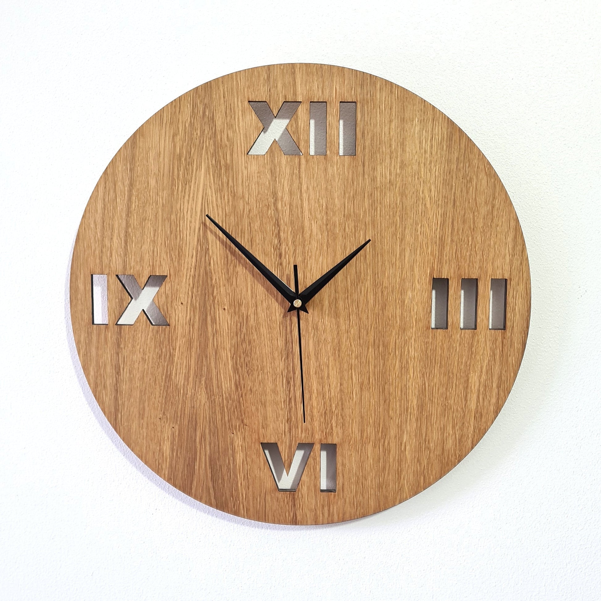 Oak Roman Numerals Clock - Unique Minimal Wall Clock - Clock Design Co™