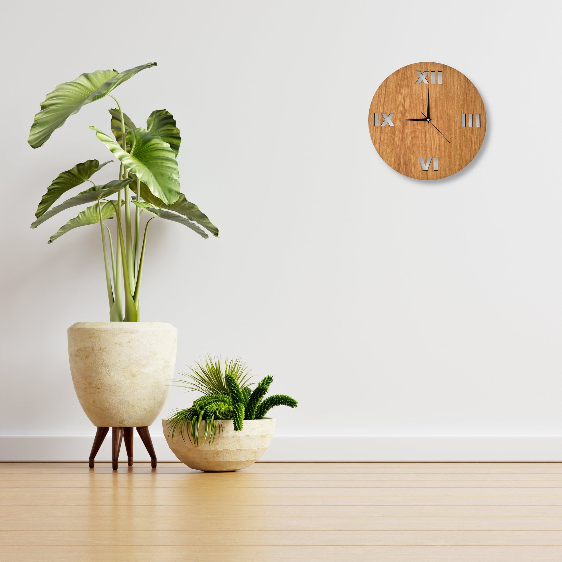 Oak Roman Numerals Clock - Unique Minimal Wall Clock - Clock Design Co™