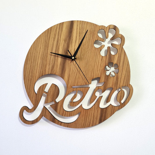 Retro Wooden Wall Clock | Oak clock face | Home Wall Clock - Clock Design Co™