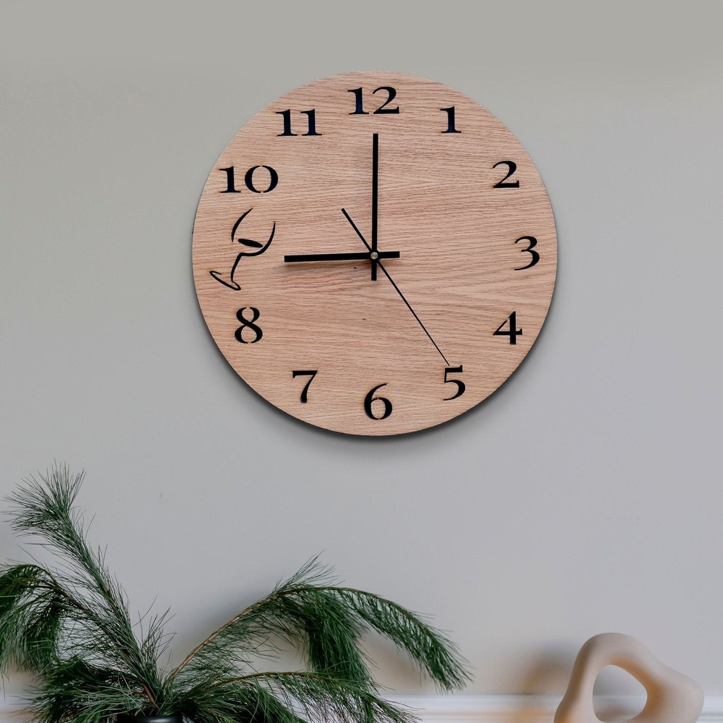 Time for Wine | Wooden Wine 'O Clock | Wooden Oak Gift | Rustic Wine Housewarming Gift | Wine Lovers wall clock - Clock Design Co™